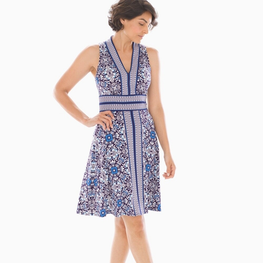 London Times Blue and White Floral Midi Dress